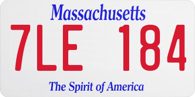 MA license plate 7LE184
