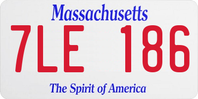 MA license plate 7LE186
