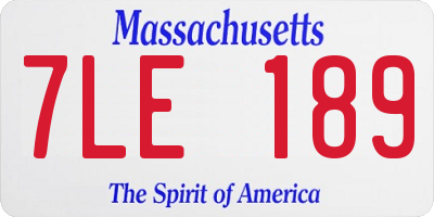 MA license plate 7LE189