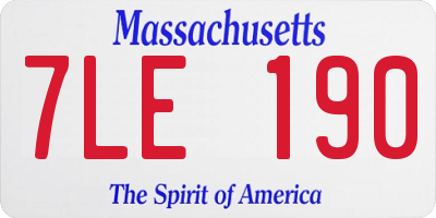 MA license plate 7LE190