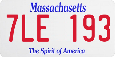 MA license plate 7LE193