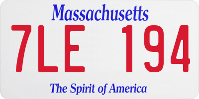 MA license plate 7LE194