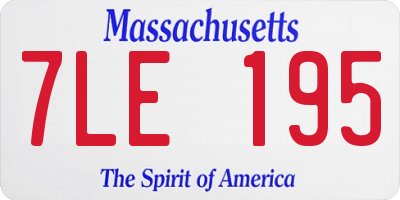 MA license plate 7LE195
