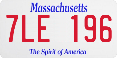 MA license plate 7LE196
