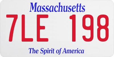 MA license plate 7LE198