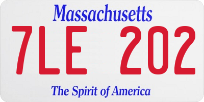 MA license plate 7LE202