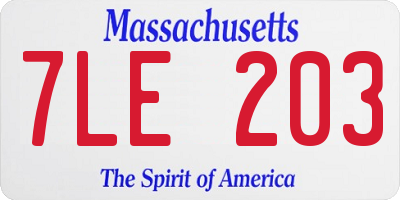 MA license plate 7LE203