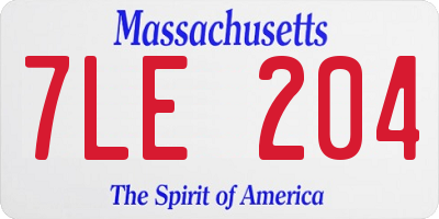 MA license plate 7LE204