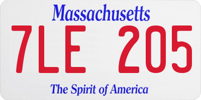 MA license plate 7LE205