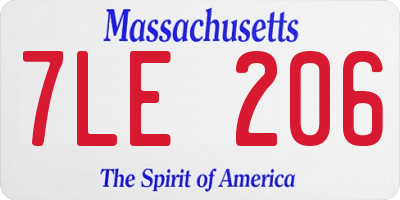 MA license plate 7LE206