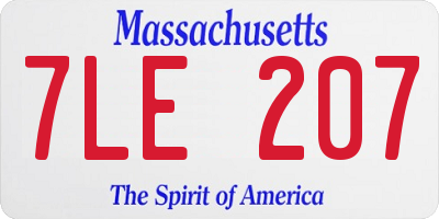 MA license plate 7LE207