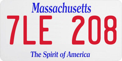 MA license plate 7LE208