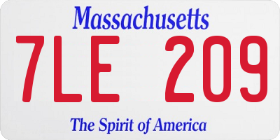 MA license plate 7LE209