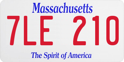 MA license plate 7LE210