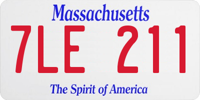 MA license plate 7LE211