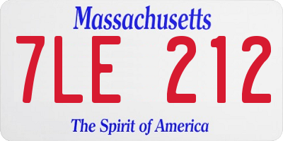 MA license plate 7LE212