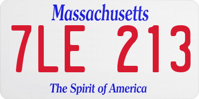 MA license plate 7LE213