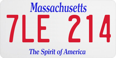 MA license plate 7LE214