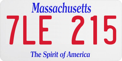 MA license plate 7LE215