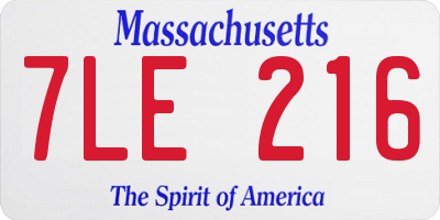 MA license plate 7LE216