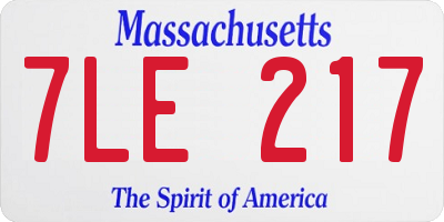 MA license plate 7LE217