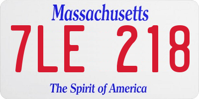 MA license plate 7LE218