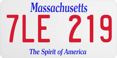 MA license plate 7LE219