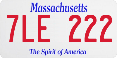 MA license plate 7LE222