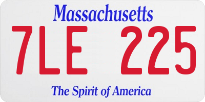 MA license plate 7LE225