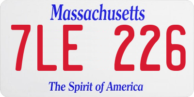 MA license plate 7LE226