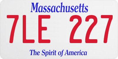 MA license plate 7LE227
