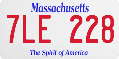 MA license plate 7LE228