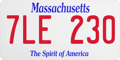 MA license plate 7LE230