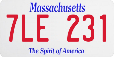 MA license plate 7LE231