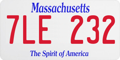 MA license plate 7LE232
