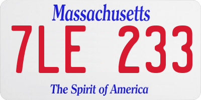 MA license plate 7LE233