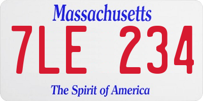 MA license plate 7LE234