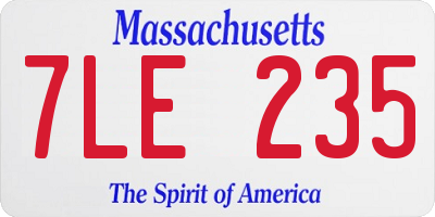 MA license plate 7LE235