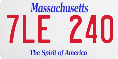 MA license plate 7LE240
