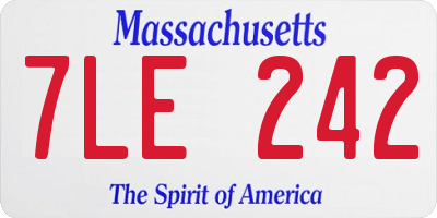 MA license plate 7LE242