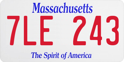 MA license plate 7LE243