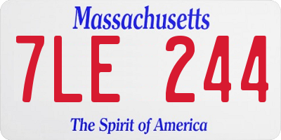 MA license plate 7LE244