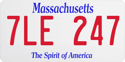 MA license plate 7LE247