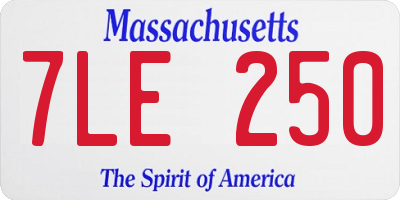 MA license plate 7LE250