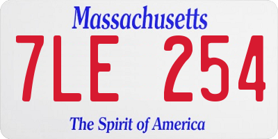 MA license plate 7LE254