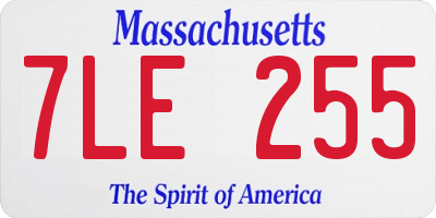 MA license plate 7LE255