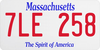 MA license plate 7LE258