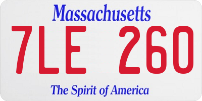 MA license plate 7LE260