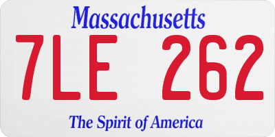 MA license plate 7LE262