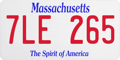 MA license plate 7LE265
